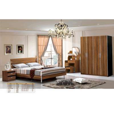 modern bedroom furniture sets MDF board bed and wardrobe