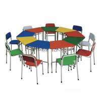 Simple Design Colorful Round Preschool Furniture Combination Tables and Chairs