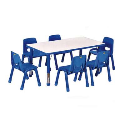 Teaching Nursery School Children Library Furniture Table With Six Chairs